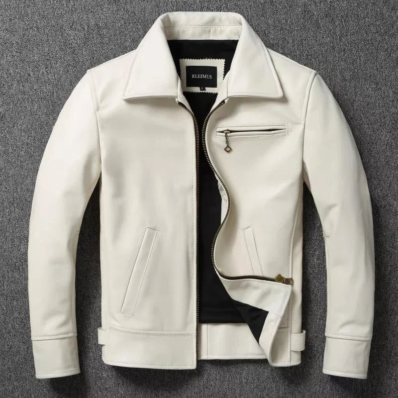 Preston Harlow RLEIMUS Genuine White Leather Jacket