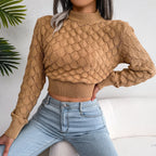 Preston Harlow 2025 Knit Hollow-Out Crop Sweater