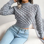 Preston Harlow 2025 Knit Hollow-Out Crop Sweater