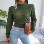 Preston Harlow 2025 Knit Hollow-Out Crop Sweater