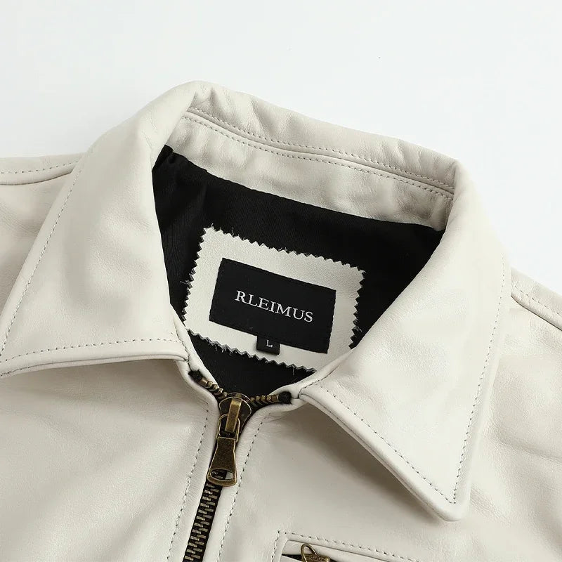 Preston Harlow RLEIMUS Genuine White Leather Jacket